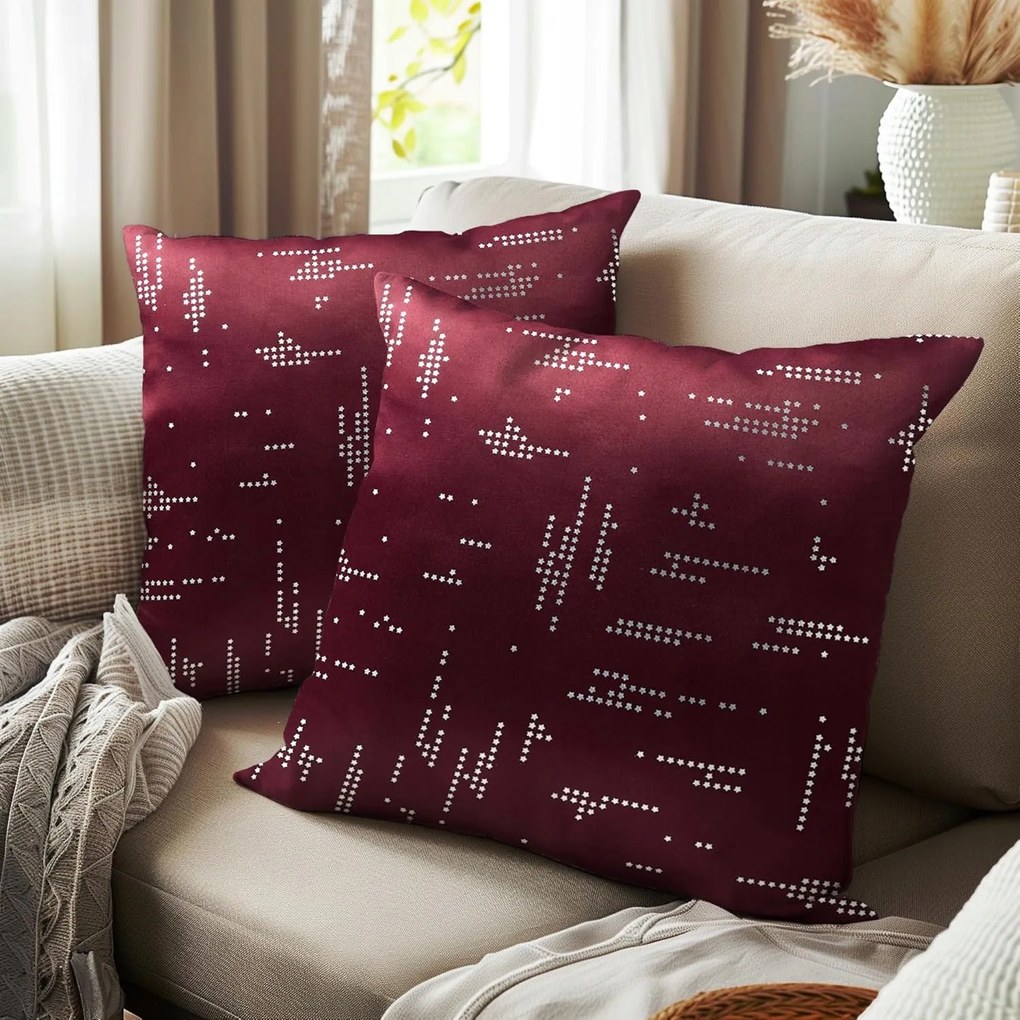 Mikroszálas piros csillagos párnahuzat szett 50x50 cm, 2 darab