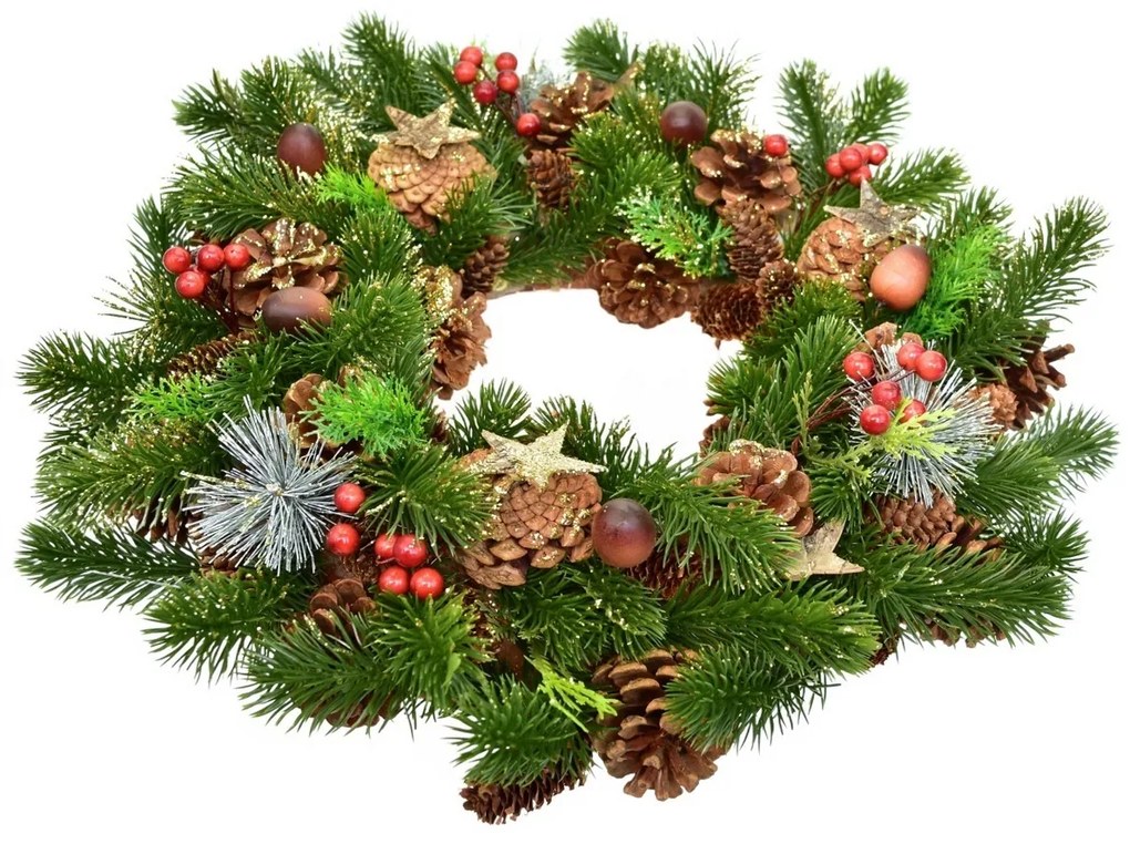 Karácsonyi díszes fenyő koszorú Winter Dream, 40cm