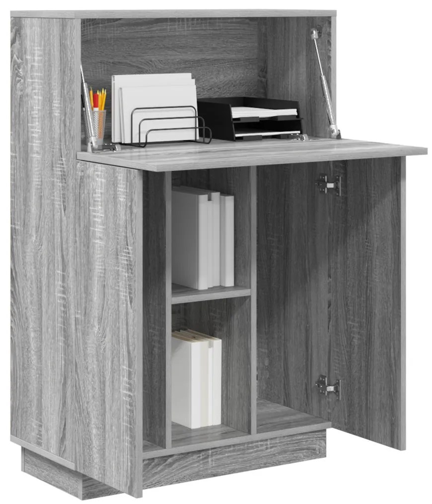 vidaXL Asztal polcokkal Szürke Sonoma 71.5 x 31.5 x 106.5 cm Faanyag