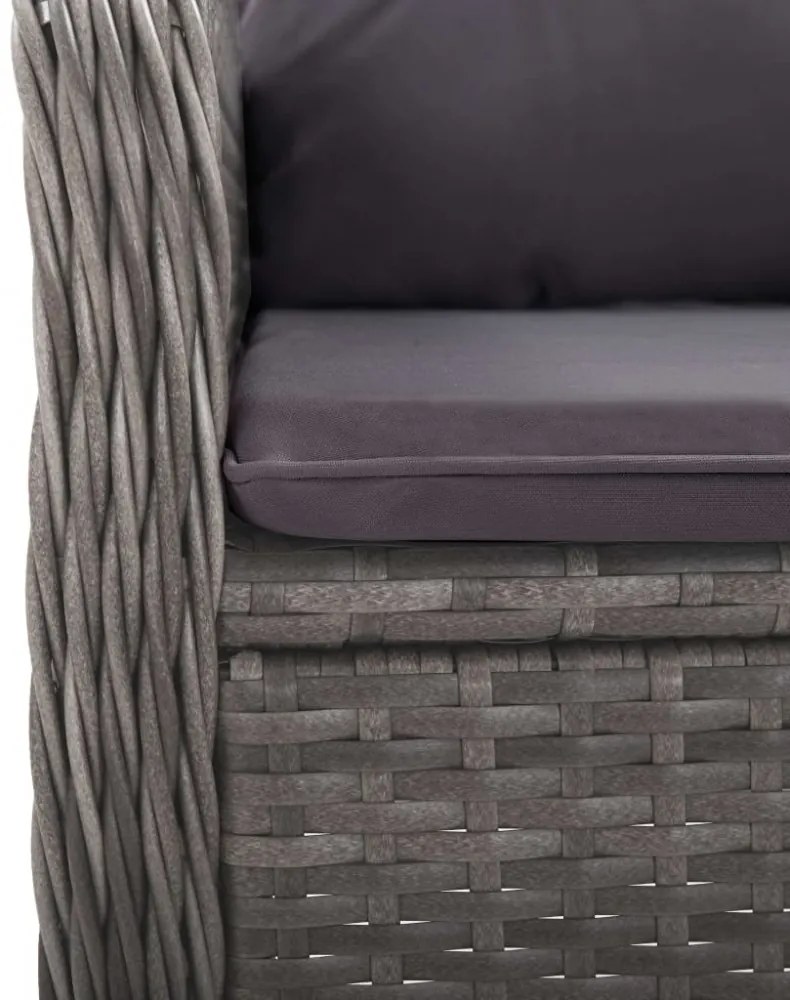 3 részes szürke polyrattan és üveg kerti étkezőgarnitúra