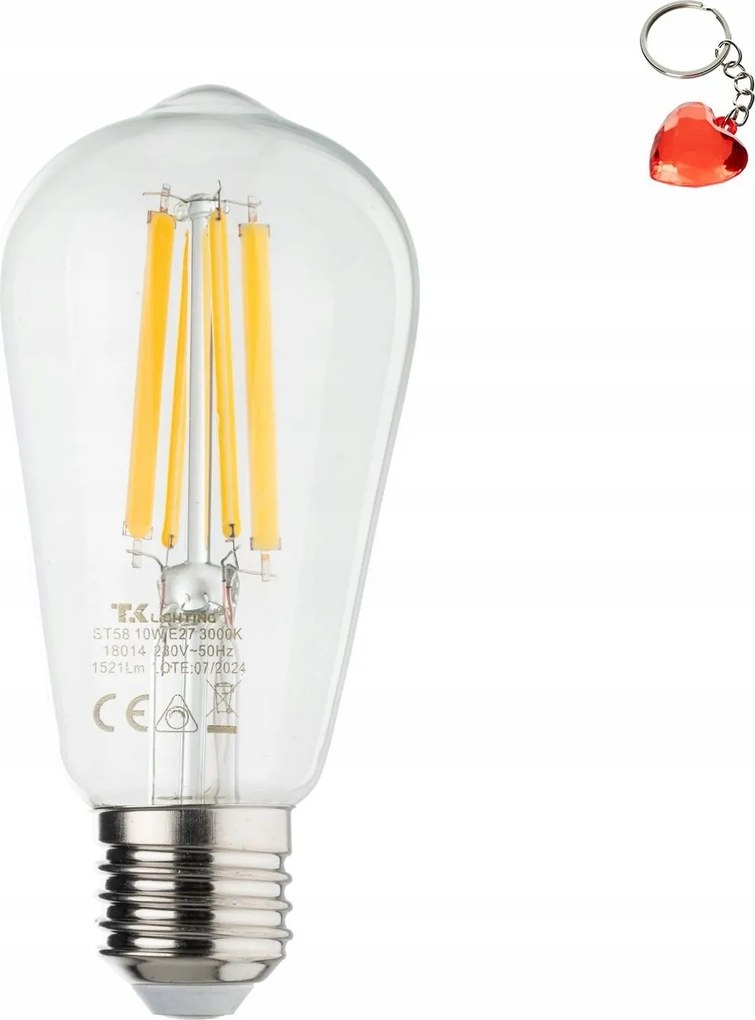 Led fényerőszabályozható izzó E27 10W Ww ST58 Clear 18014 Tk Lighting