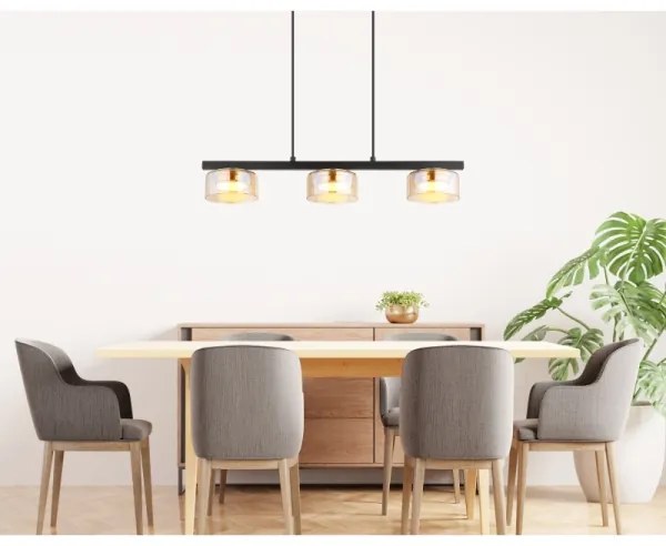 Globo 16055-3HG - LED Csillár zsinóron HIGGINS 3xGX53/6W/230V füstös/barna