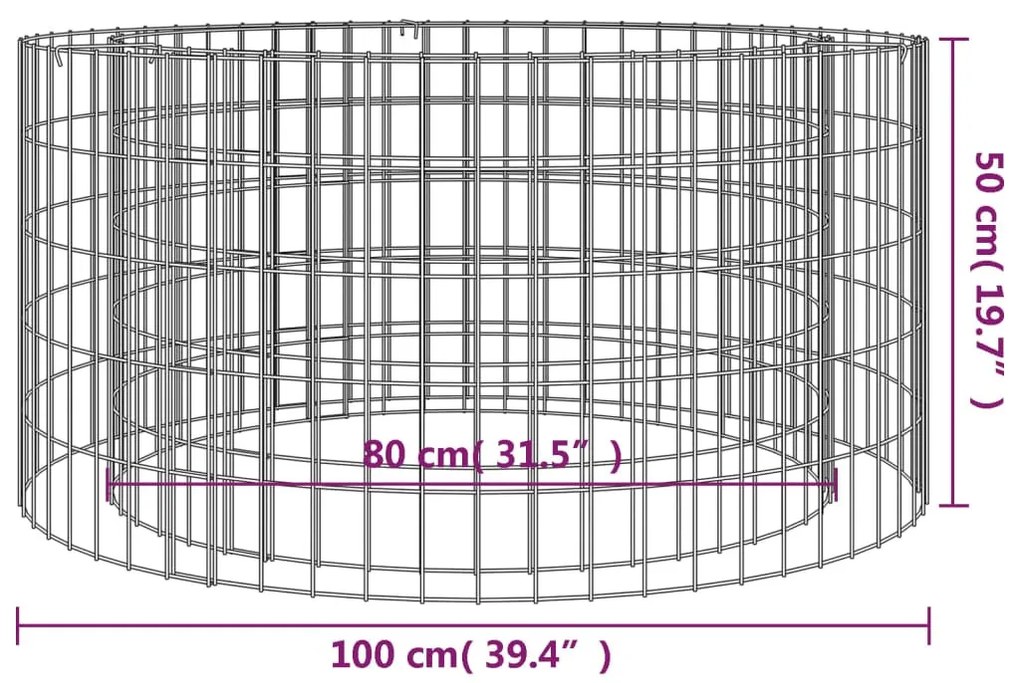 horganyzott vas gabion tűzrakó Ø 100 cm