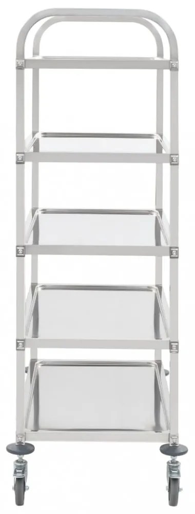 vidaXL 5 szintes rozsdamentes acél zsúrkocsi 107 x 55 x 147 cm