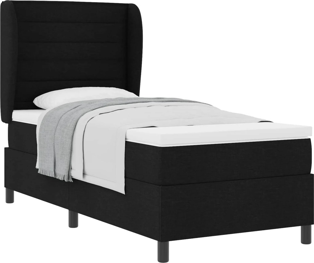 vidaXL Boxrugós ágy matracmal fejtámlával Fekete 80 x 200 cm szövet
