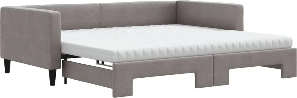 vidaXL tópszínű kihúzható szövet heverő matracokkal 100 x 200 cm
