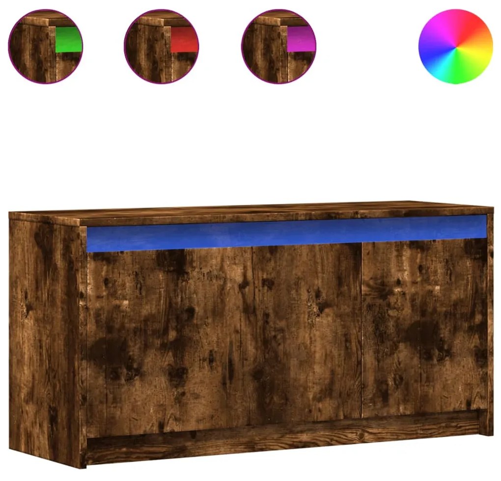 füstös tölgy színű szerelt fa LED-es TV-szekrény 100x34x50 cm