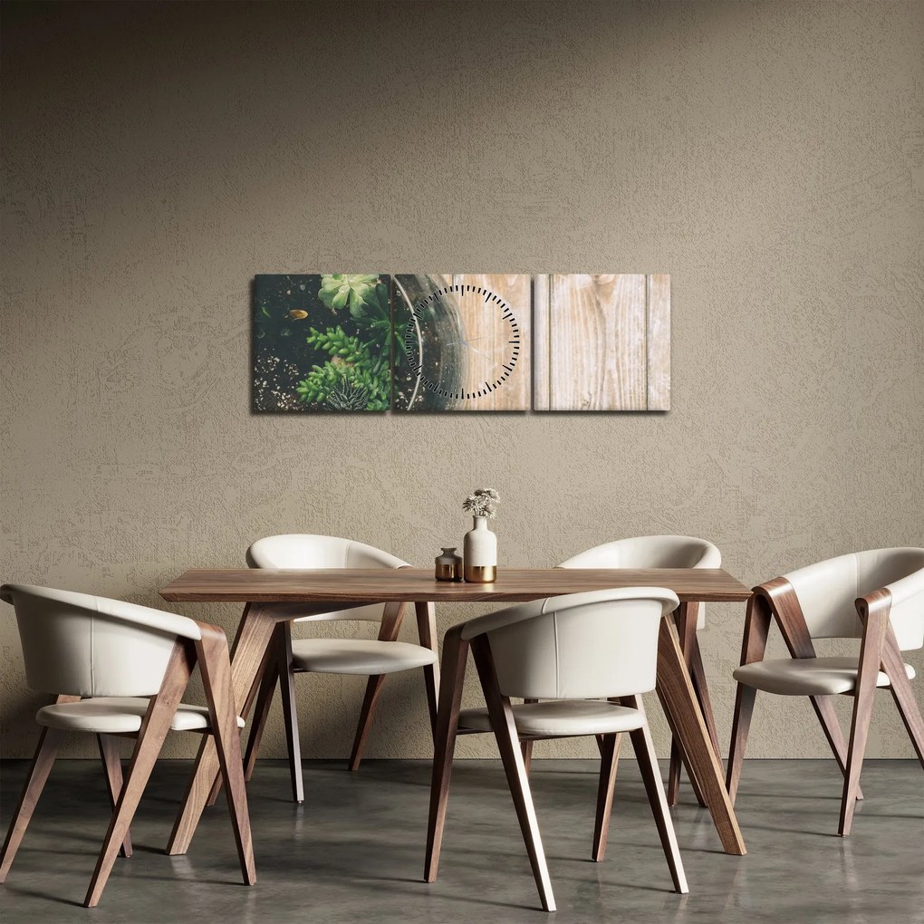 A pozsgás növények képe üvegben (órával) (90x30 cm)