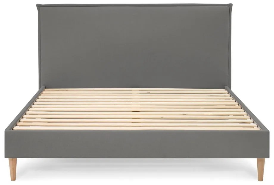 Antracitszürke kárpitozott franciaágy ágyráccsal 180x200 cm Sary – Bobochic Paris