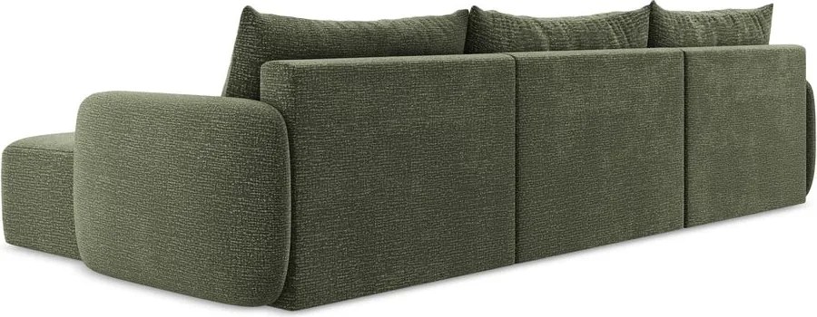 Zöld kinyitható-tárolóhelyes sarokkanapé Kalena – Makamii