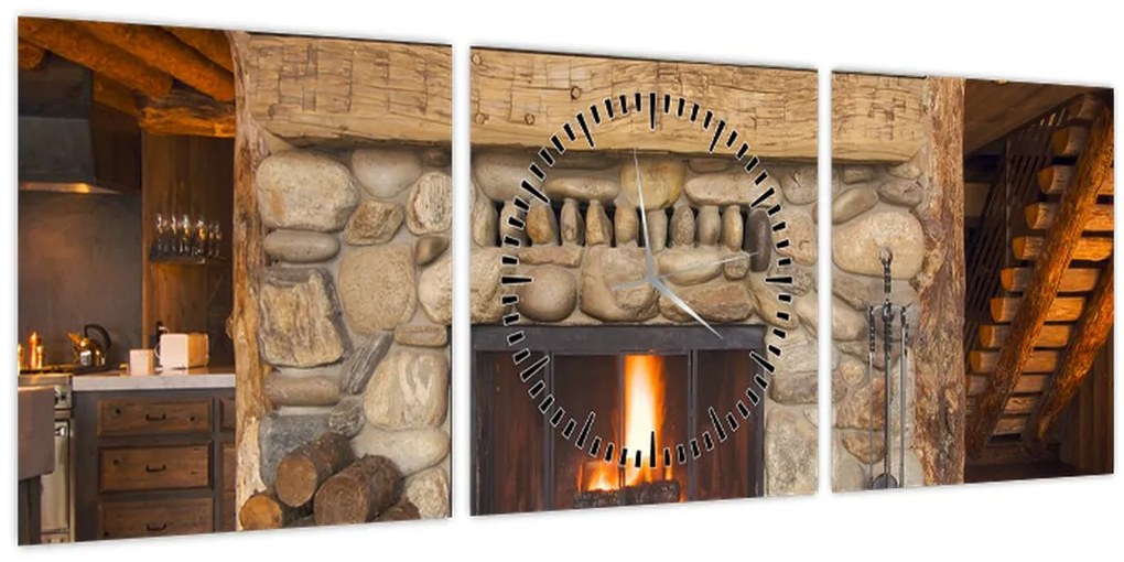 Egy kandalló képe (órával) (90x30 cm)