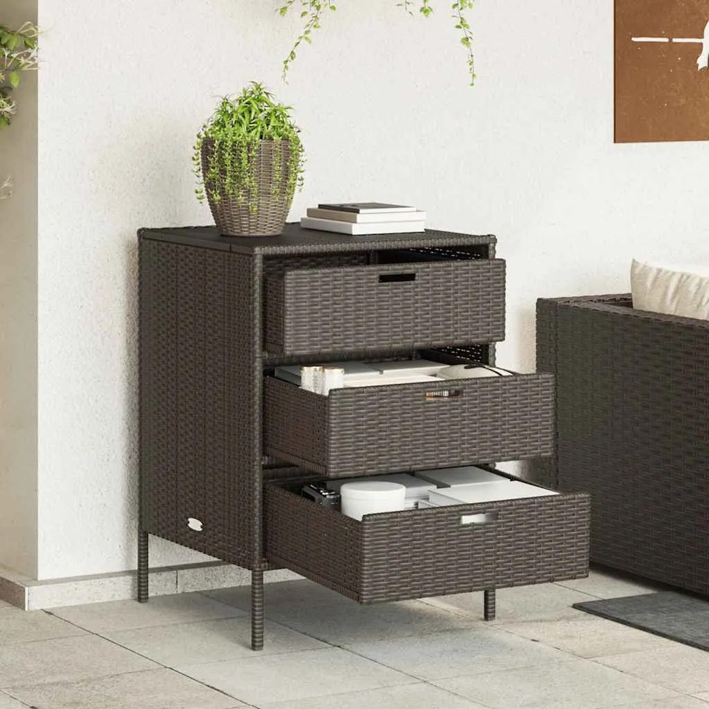 vidaXL barna polyrattan kerti tárolószekrény 55 x 59 x 80 cm