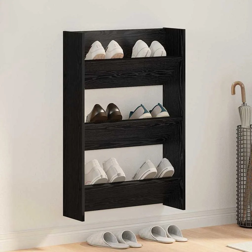 Cipőszekrény polcokkal Fekete tölgy 60 x 18 x 90 cm Faanyag