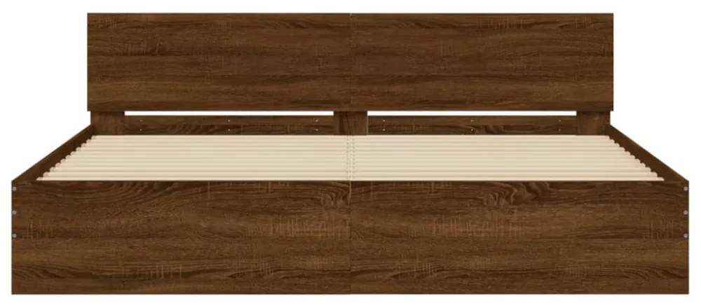 barna tölgy ágykeret fejtámlával és LED-del 200 x 200 cm