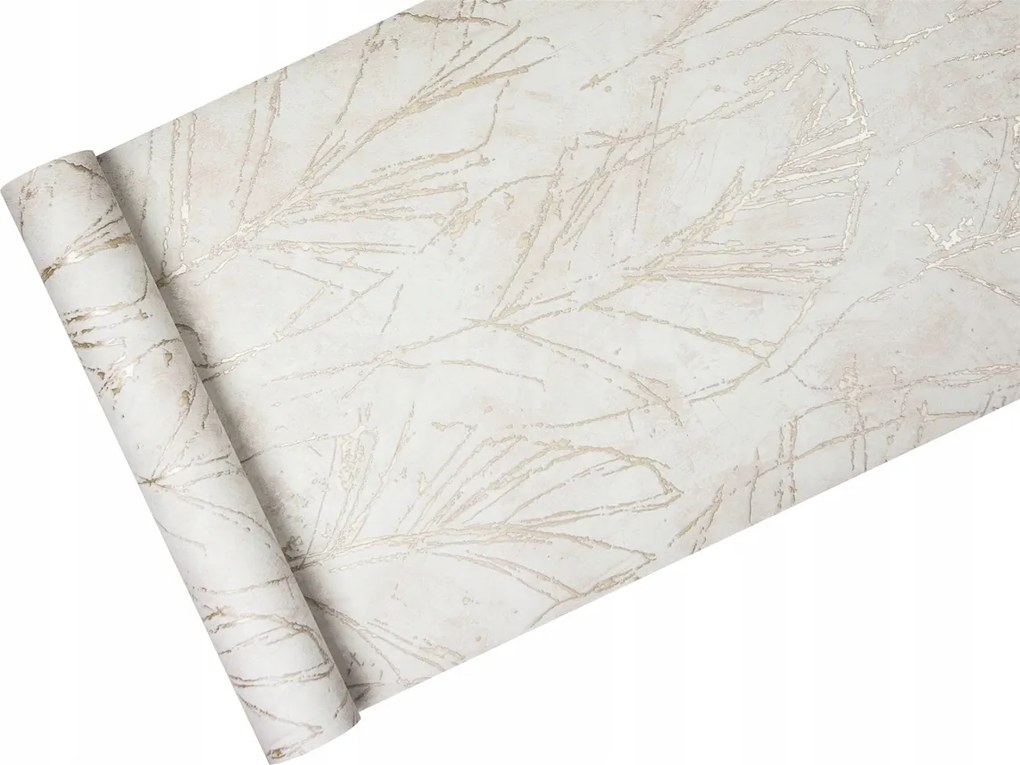 Vinil tapéta Skandináv bézs levél motívum