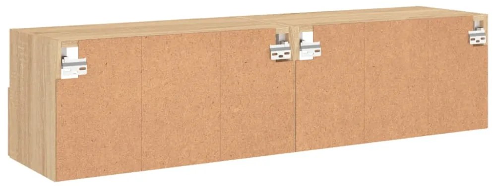 2 db sonoma tölgy színű szerelt fa fali TV-szekrény 60x30x30 cm