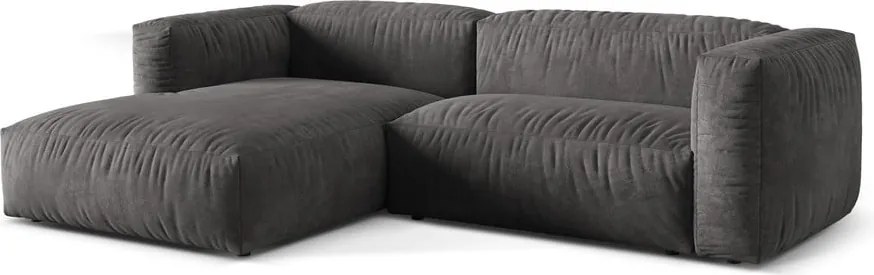 Szürke bársony moduláris sarokkanapé (bal oldali-heverő résszel) Martina – Micadoni