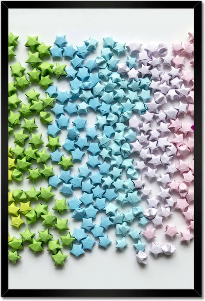 Poszterek keretben 40x60 Színes origami csillagok