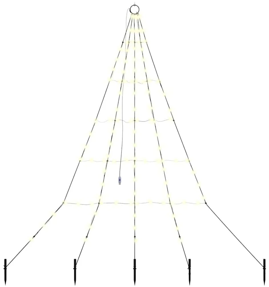 LED Karácsonyfák talajráccsal Meleg fehér 180 cm Fém