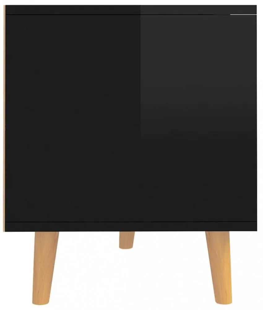 magasfényű fekete szerelt fa TV-szekrény 90 x 40 x 48,5 cm
