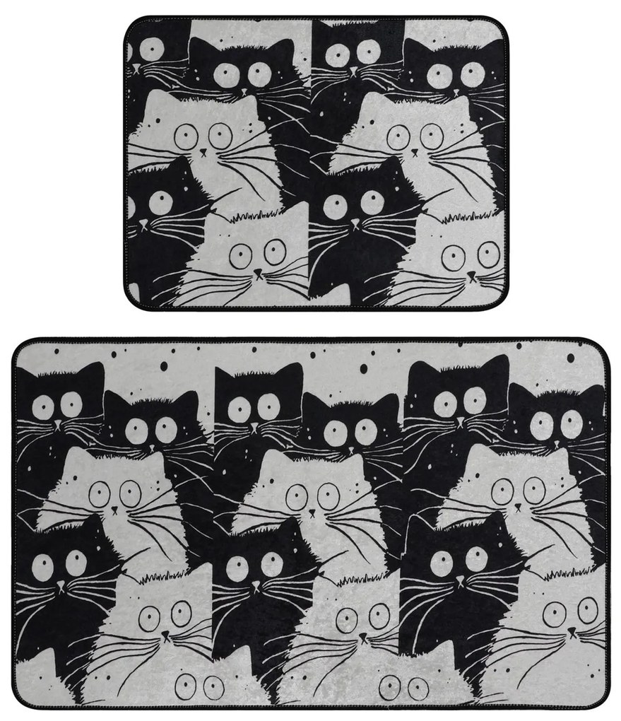 Fürdőszobaszőnyeg Szett (2 db) Fehér Cats