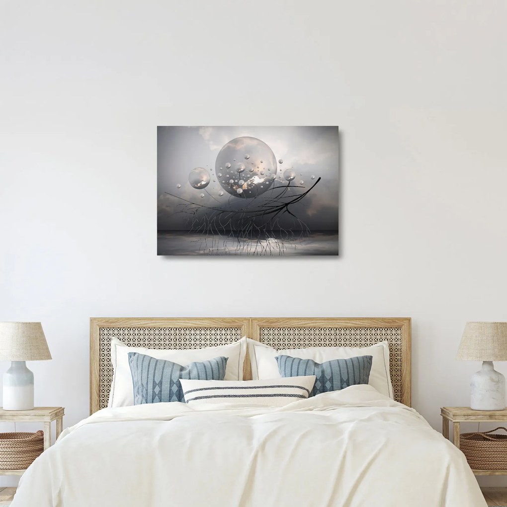 Absztrakt gömbök képe (üvegen) (70x50 cm)