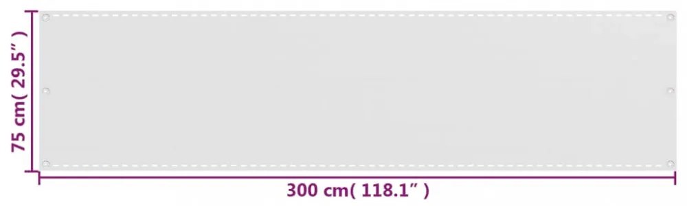 fehér HDPE erkélyparaván 75 x 300 cm