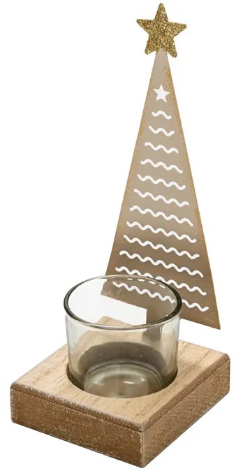 Karácsonyi fém gyertyatartó CHRISTMAS TREE 18 cm arany