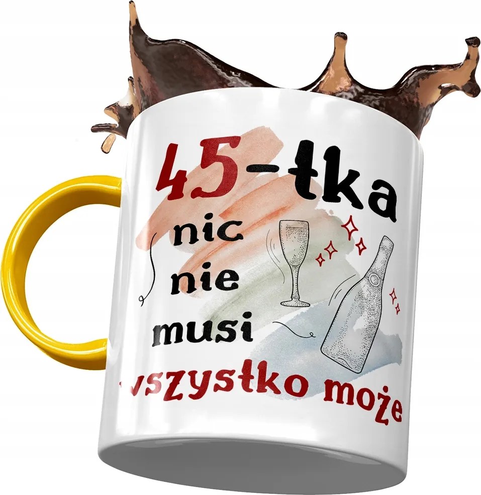 Sárga Bögre Születésnapra 45 45-es 45-ös Ajándék Nyomtatott Fotóval