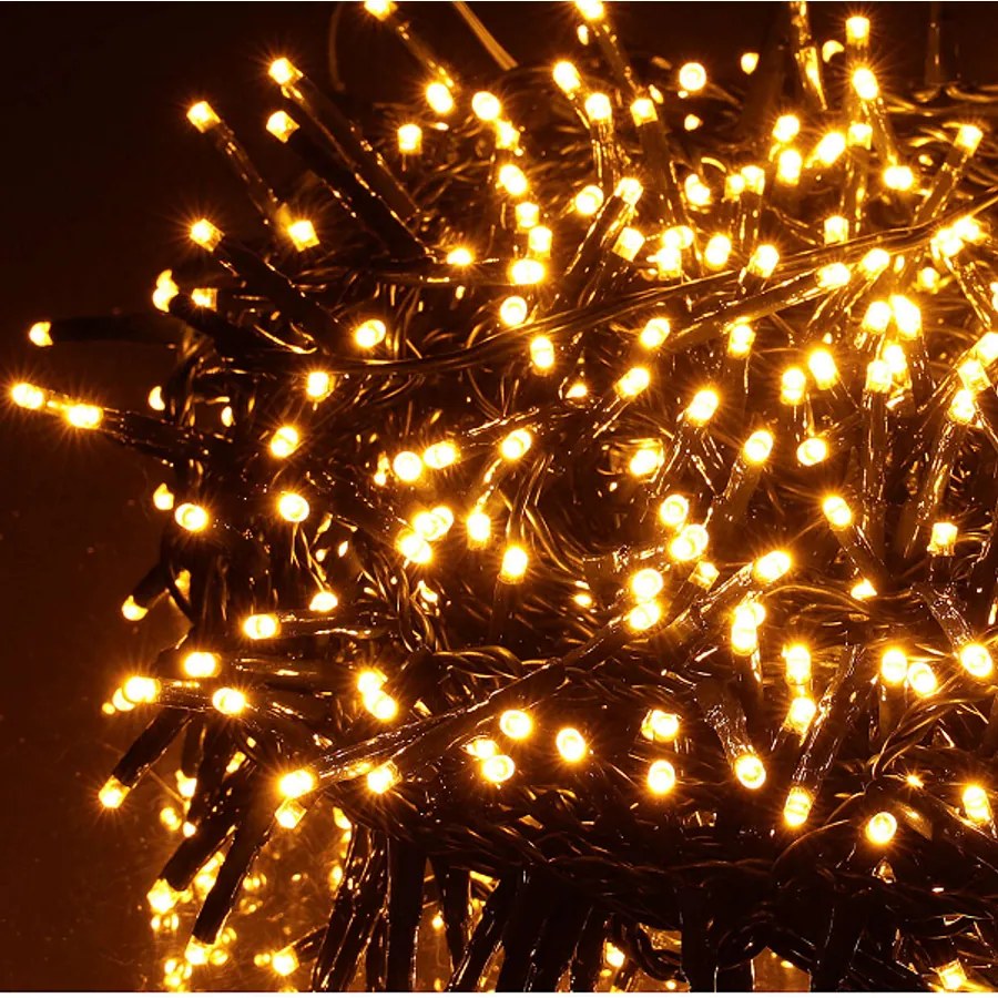 800 LED-es BOA fényfüzér, kültéri-beltéri hálózati adapteres, időzíthető 6/18 órás, 8 féle fényjátékkal, meleg fehér és sárga LED-del, 16 m, IP44