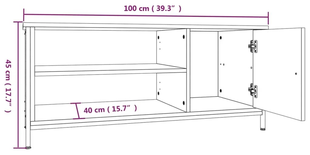 füstös tölgy színű szerelt fa TV-szekrény 100 x 40 x 45 cm
