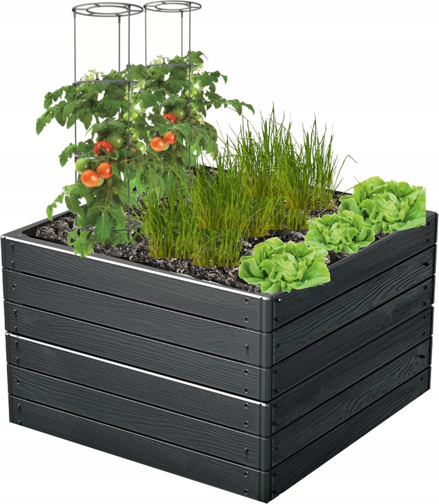 Kerti ágyás magas zöldséges fa utánzat 75x75x50cm