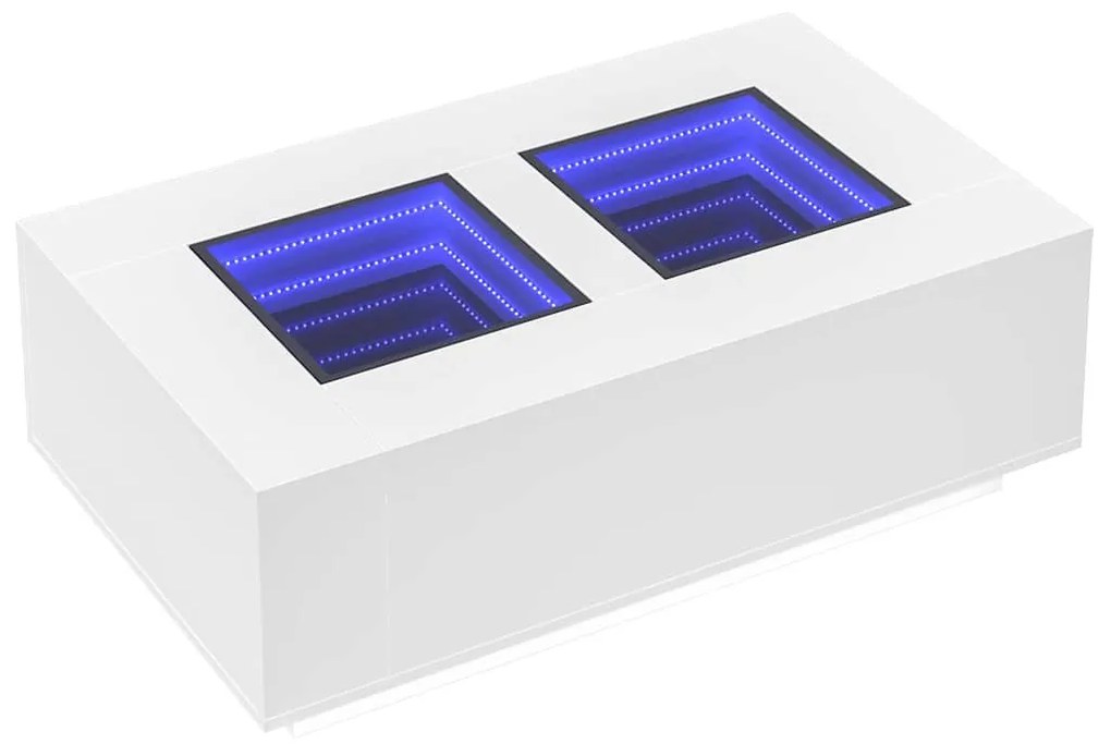 fehér végtelen hatású LED-es dohányzóasztal 116 x 69 x 40 cm