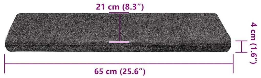 30 db szürke öntapadó lépcsőszőnyeg 65x21x4 cm