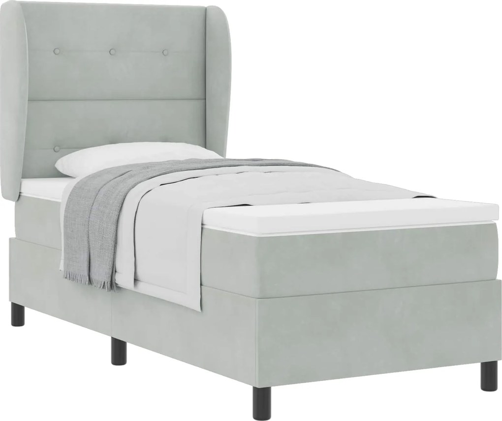vidaXL Boxrugós ágy matracmal Világosszürke 200 x 100 cm Poliészter