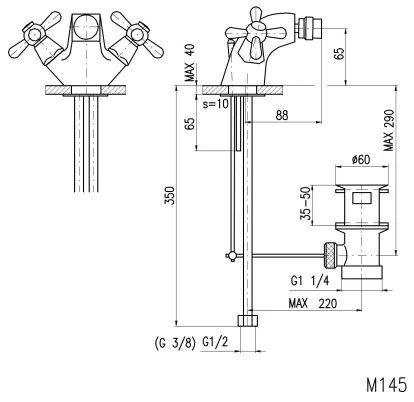 RAV Slezák MK145.0 - Bidé csaptelep + MORAVA leeresztő 6,5 cm fényes króm