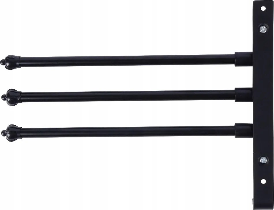 Fürdőszobai fali törölközőtartó fém fekete forgatható akasztó 30cm