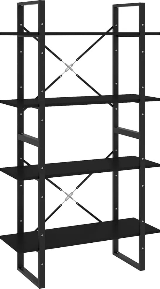 vidaXL négyszintes fekete szerelt fa könyvszekrény 80 x 30 x 140 cm
