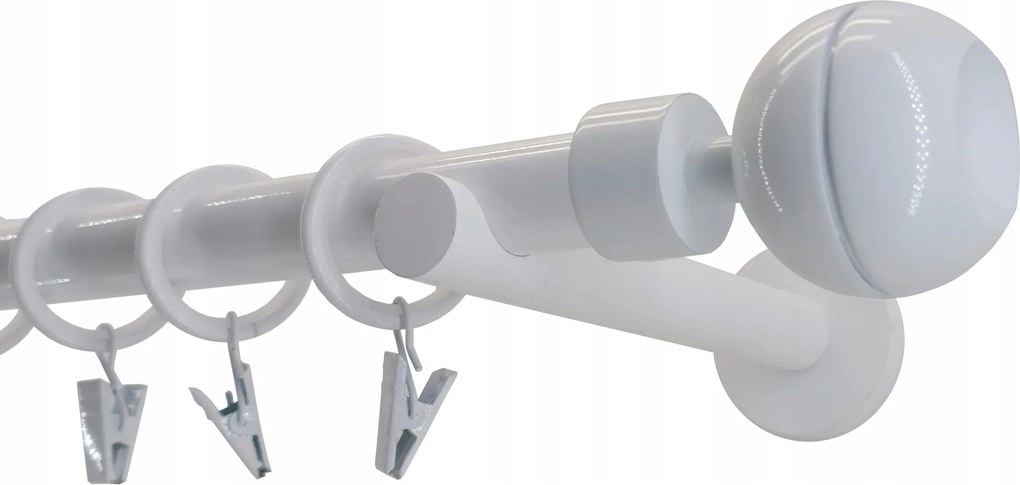 Függönykarnis szimpla Fém 19mm Fehér 160cm Optic Gömb
