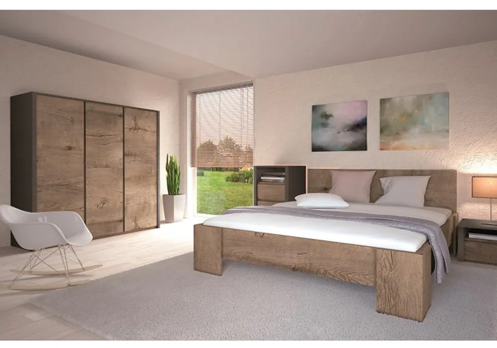 Falipolc, tölgy lefkas sötét/smooth szürke, MONTANA W1