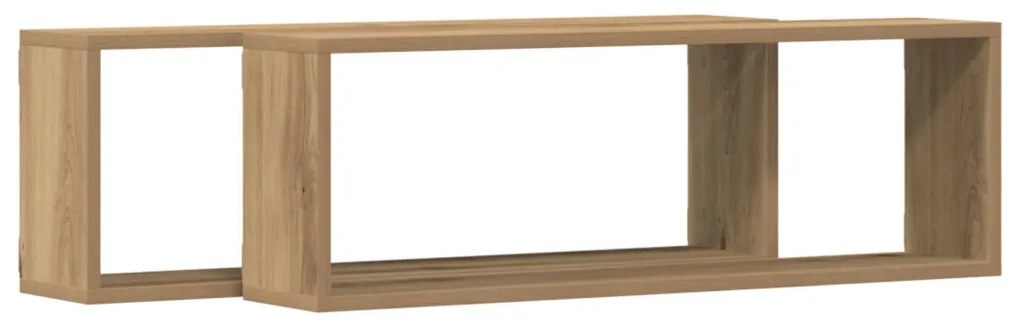 Falipolc 2 db Kézműves tölgy 80x15x26 cm Műanyag