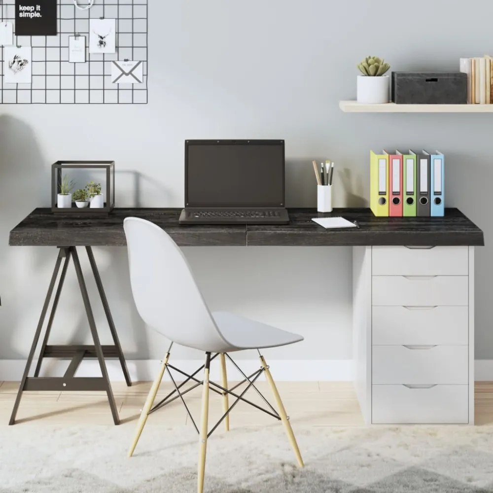 sötétbarna kezelt tömör tölgyfa asztallap 160x40x(2-6) cm