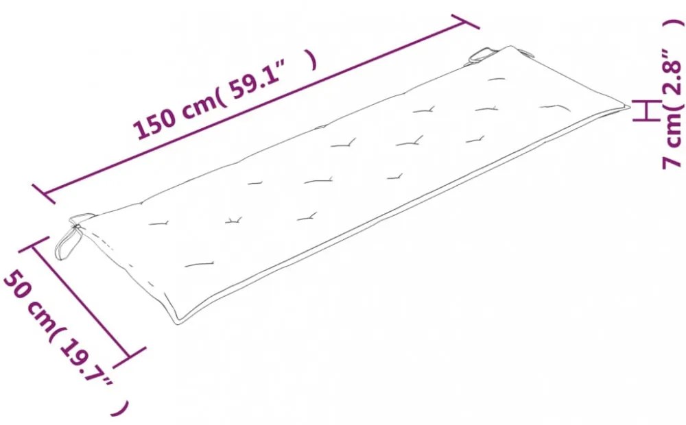 tömör tíkfa Batavia pad kék párnával 150 cm