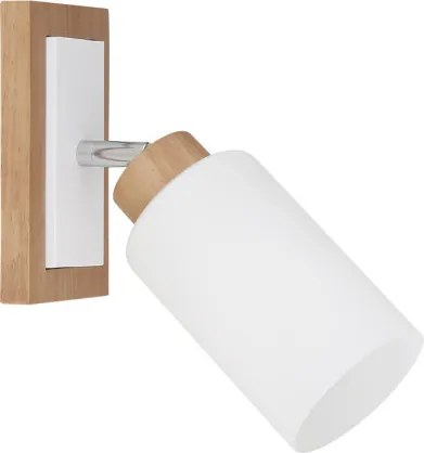 Globo 15977-1 Fali lámpa, barna fa, matt fehér fém, krómozott fém, matt fehér üveg, forgatható/dönthető, SzxM: 103x250mm, Mélység: 220mm, 1x E27 60W 230V izzó nélkül