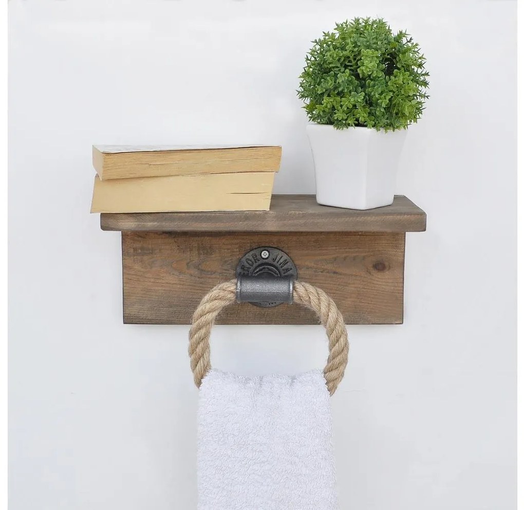 Törölközőtartó polccal BORURAF 14x30 cm fenyő