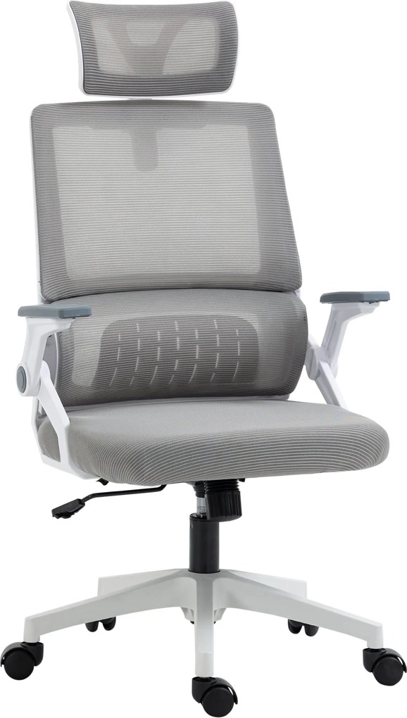 Vinsetto Ergonomikus Irodai Szék, Állítható Fejtámlás Íróasztali Szék, Állítható Karfás Számítógépes Forgószék Hintázó Funkcióval és Derék Támasszal,