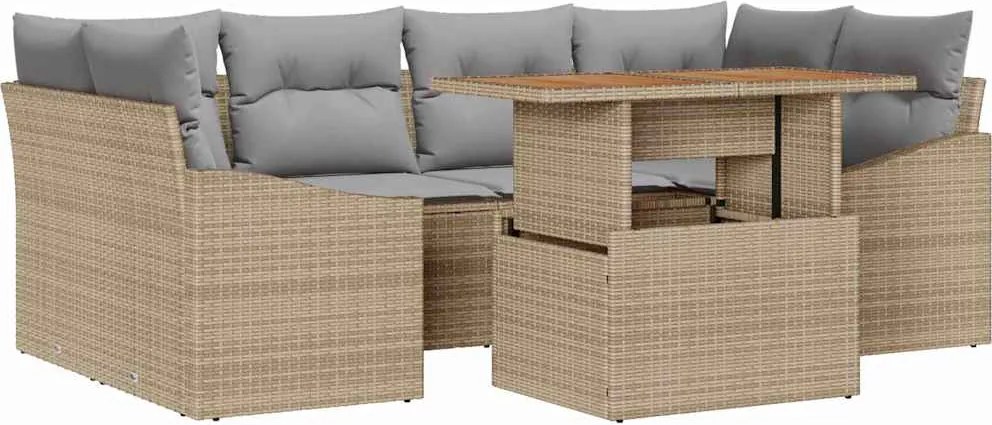 vidaXL Kert étkező szett párnával 7 pcs Barna és szürke