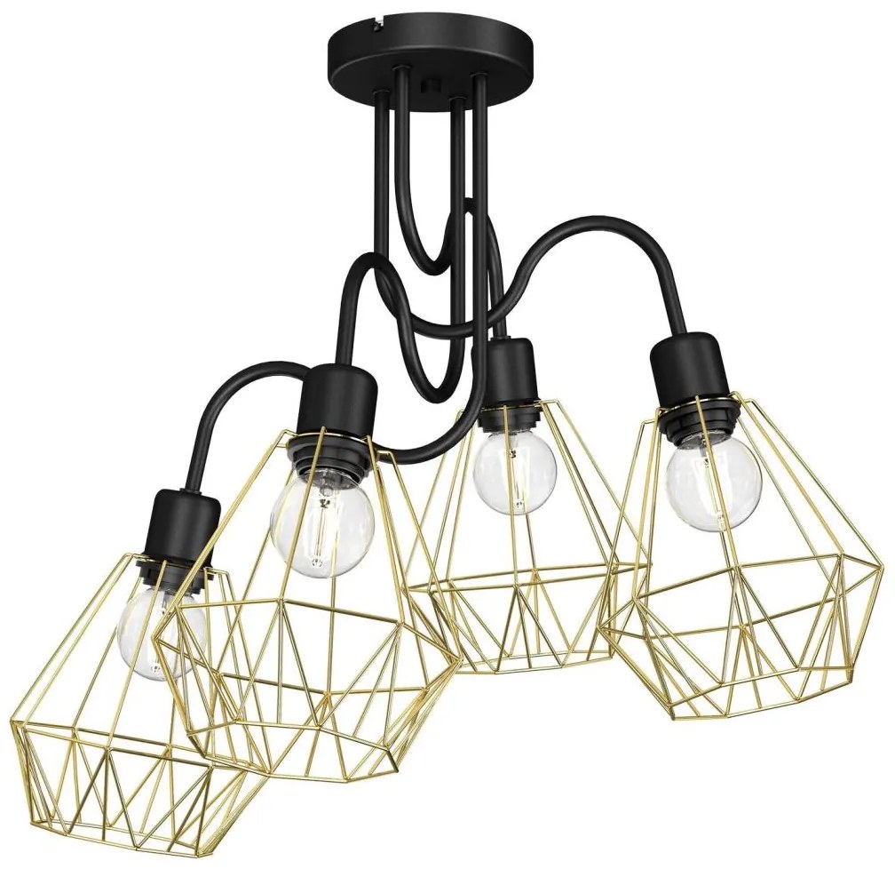 Csillár BERGEN 4xE27/60W/230V fekete/arany