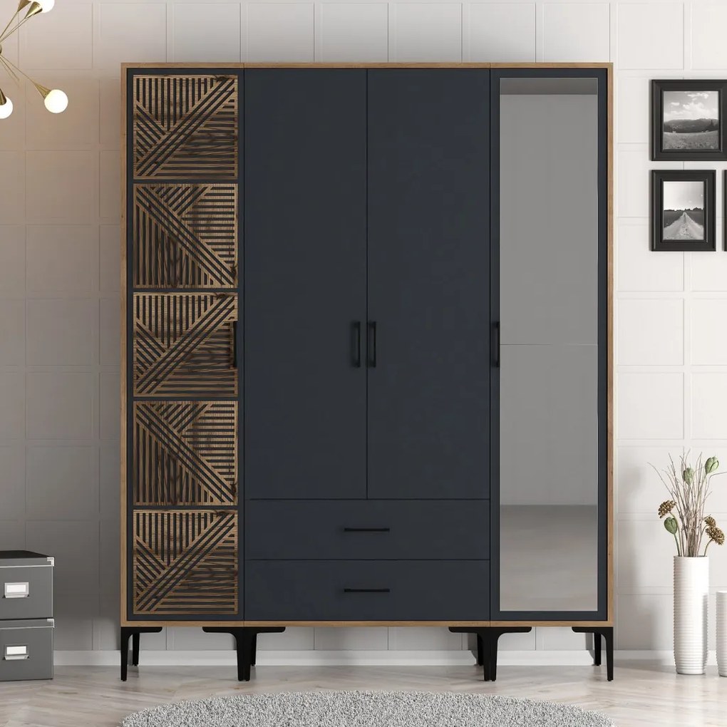 Kumsal gardróbszekrény, dió-antracit, 160 cm – TR845HCT5464
