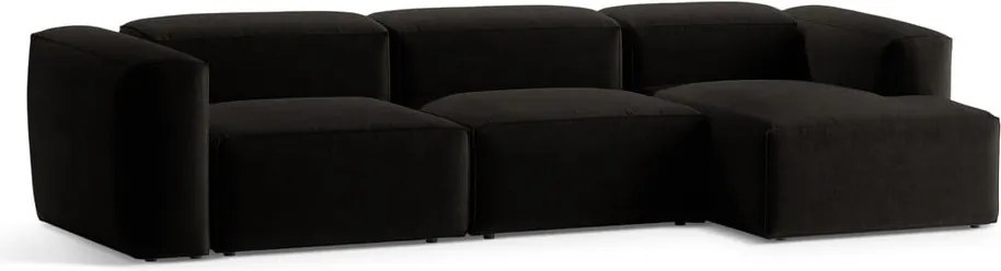 Fekete sarokkanapé (jobb oldali-heverő résszel) Bergamo – Cosmopolitan Design